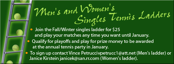 Mens and Womens SIngles Tennis Ladders